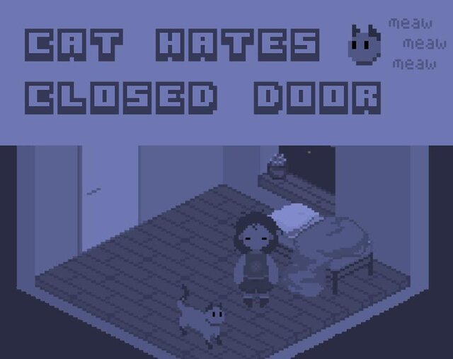 Cat hates closed door