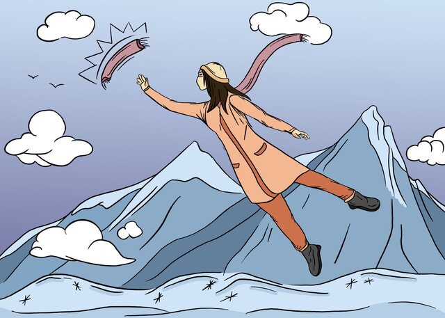 Scarf Girl Climbs a Mountain