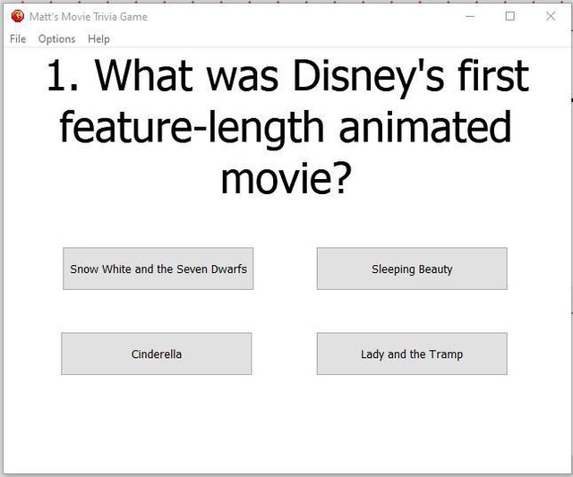 Matt's Movie Trivia Game
