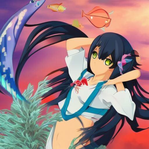 Gigantic Anime Girl Throws Fishes and Hearts at You
