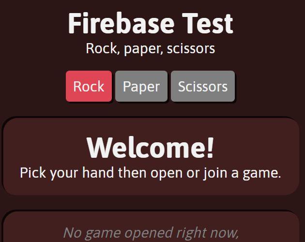 Firebase Test: Rock, paper, scissors