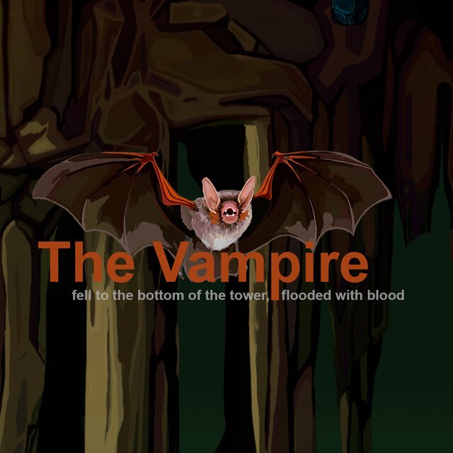 The vampire fell to the bottom of the tower, flooded with blood