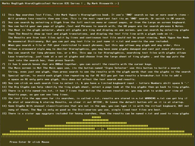 Hieroglphics Tool set and search