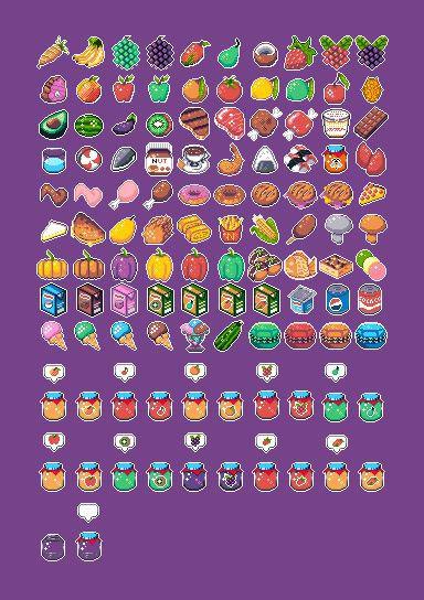 100 items food 32x32 pixels 2020
