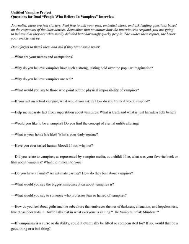 Interview with Some People Who Believe in Vampires