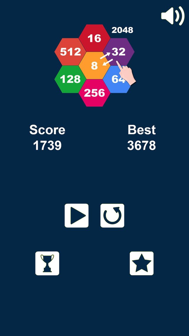 Hexagons 2048 Puzzle: Swap n Merge Numbers