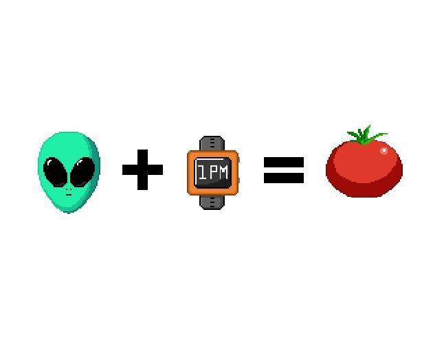 👽 + ⌚️ = 🍅