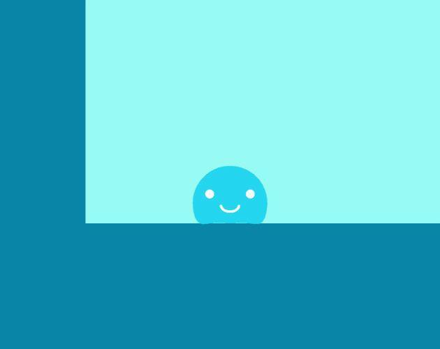 Cyan Slime Slides Up in Size
