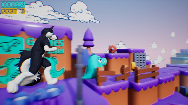 Dino running from a FURRY: GAMESFORFARM