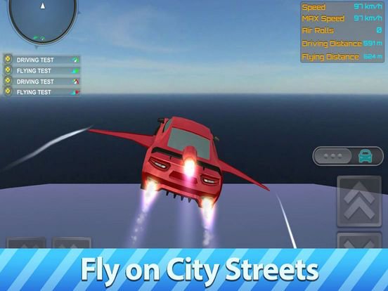 Futuristic Flying City Car