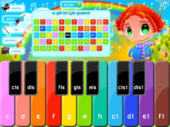 Pianinko - dziecięce piosenki i plansze z nutkami
