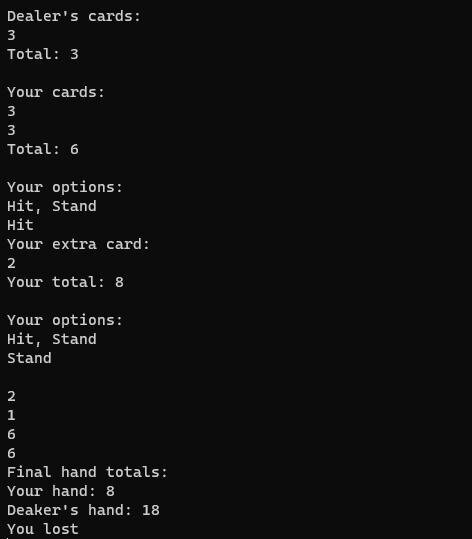 BlackJack in cmd