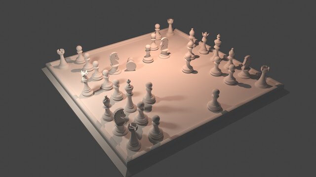3D metal complete chess set model