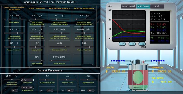 CSTR simulator - beta version 1.0