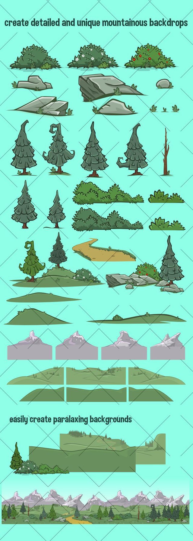 Mountain scene construction kit