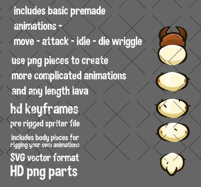 Animated insect larva game sprite