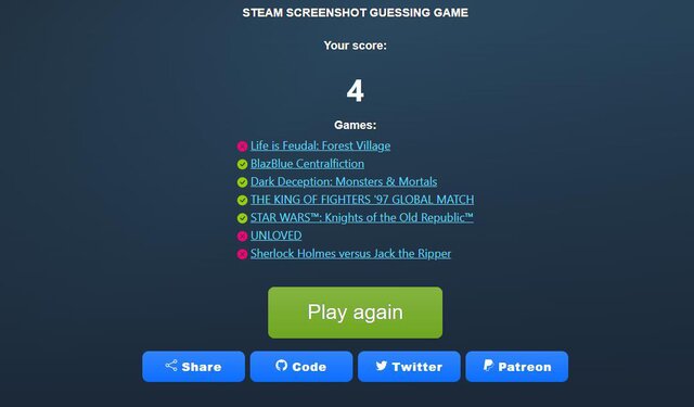 Steam Screenshot Guessing Game