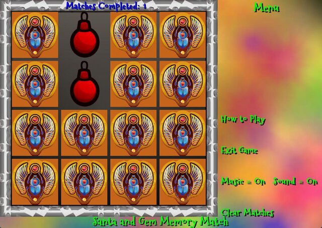 Santa and Gem Memory Match