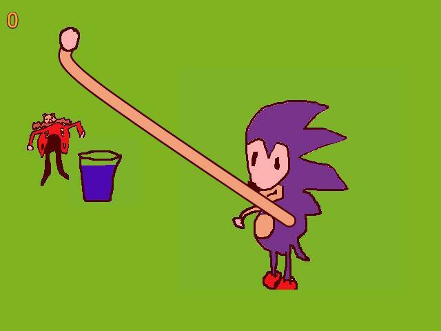 sonic drinks a glass of water