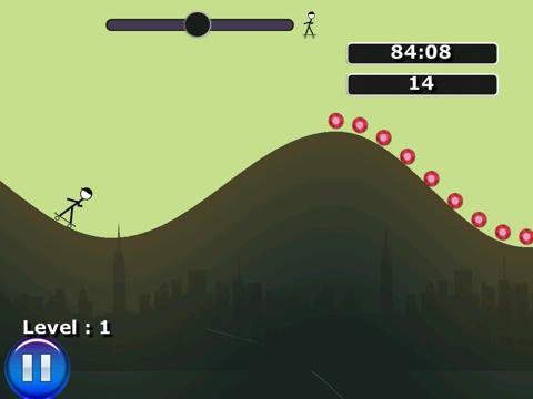 Stickman Skateboard Hill Ride